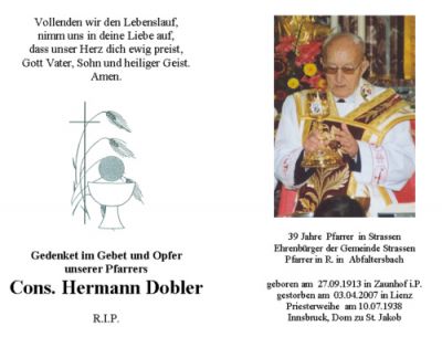 Altpfarrer Cons. Hermann Dobler verstorben